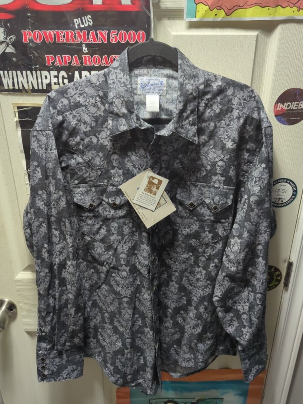 Rockmount Ranch Wear Skull Moth Limited Edition Western Shirt Mens G570 Snap